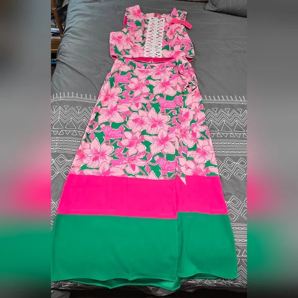 Lilly Pulitzer Leif Maxi Set In Hibis Kiss Size 12 NWT - Picture 2 of 13
